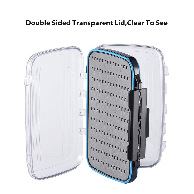 Gonex Fly Boxes for Fly Fishing Jig Boxes Two-Sided Waterproof Lightweight Fly Fishing Box Easy Grip Transparent Lid Fly Fishing Lures Box, 7.3"x 4.6"x 1.5", Grey - Image 2